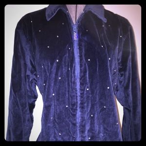 Blue Velvet Quacker Factory Top or Jacket 1X